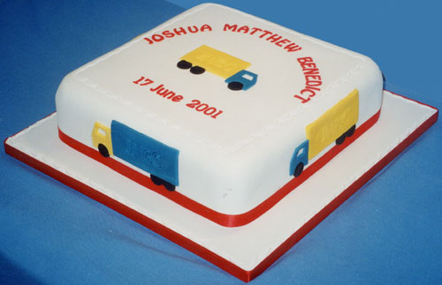 A Christening cake for a budding trucker.